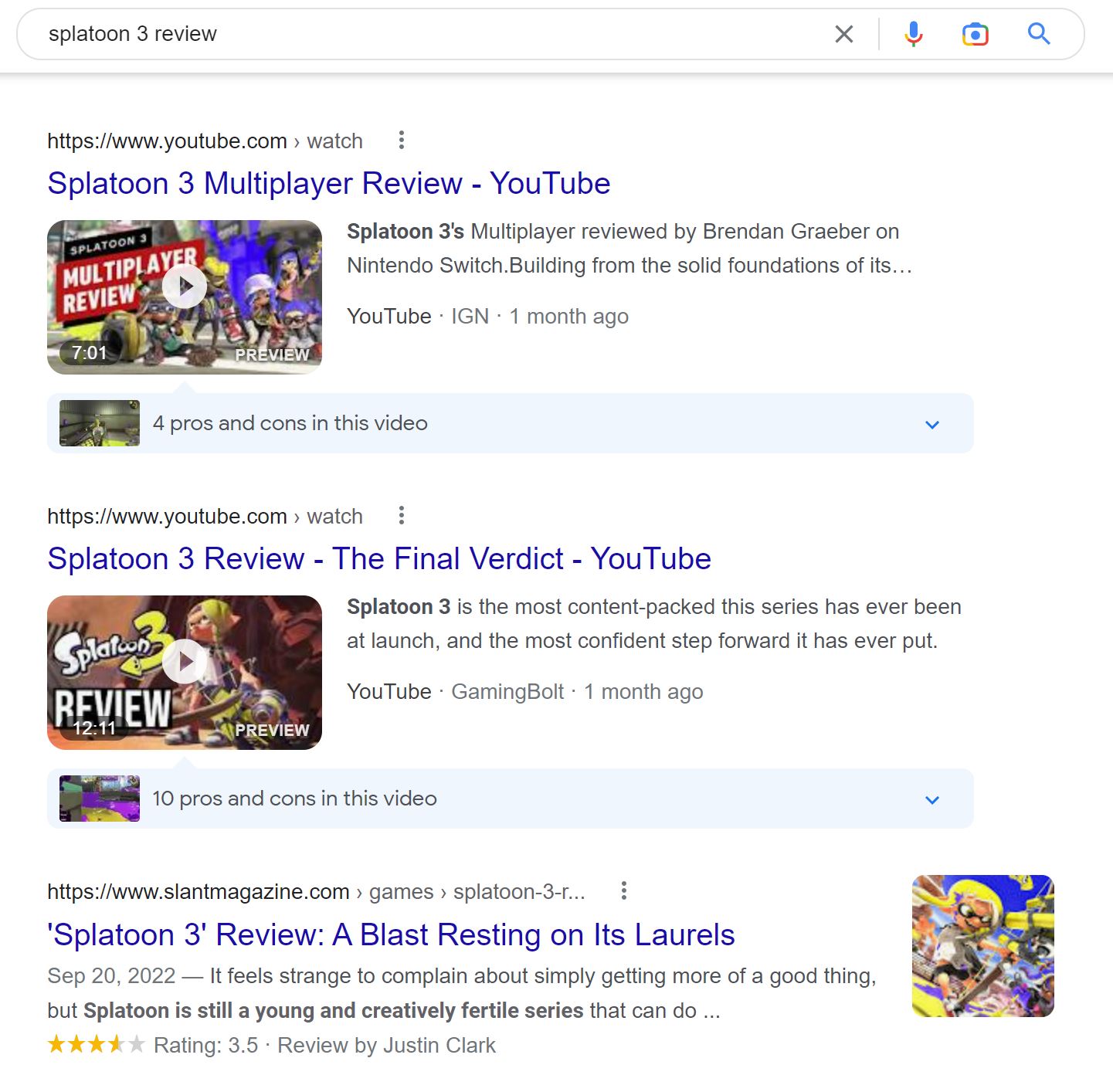 google search video results example