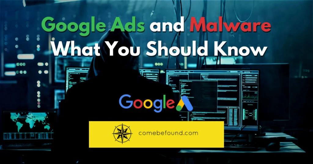 Google ads and malware - what you should know is text over a picture of a person who is supposed to be a computer hacker.
